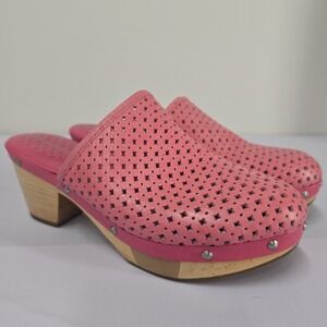 Rockport‎ Women's Pink Leather Perforated Clog Heel Shoes Size 5 M K55991